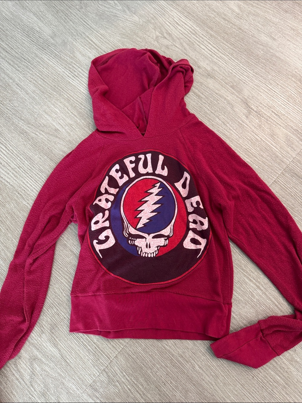 Crateful Dead Hoodie in Deep Raspberry with Graphic Skull
